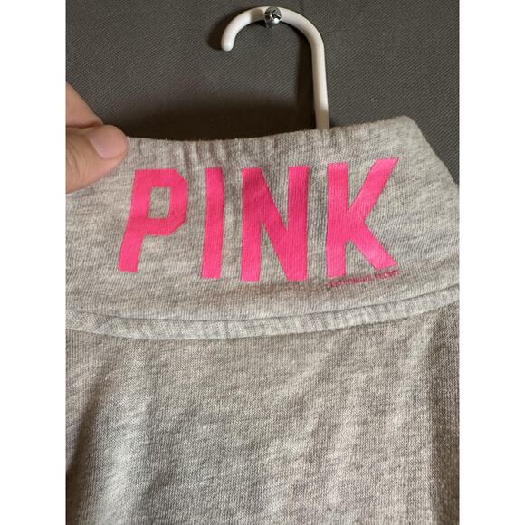 Victoria's Secret Pink Pullover Womens Small Gray Half Zip Love Pink Sweatshirt - Picture 4 of 7